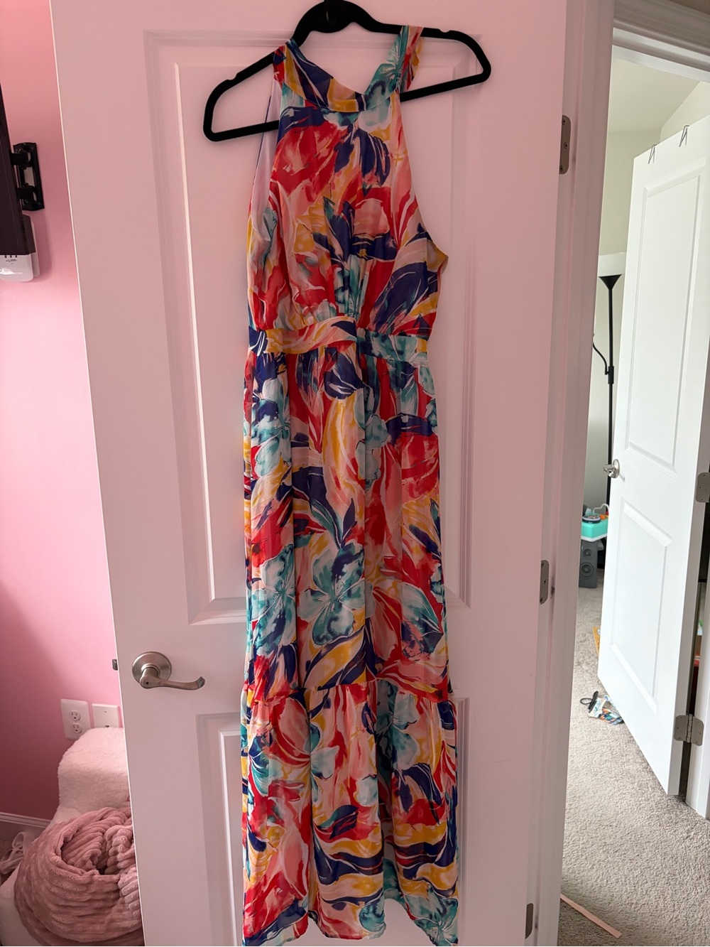 Tahari Multicolor Floral Maxi Dress - Red, Blue, Yellow, Green